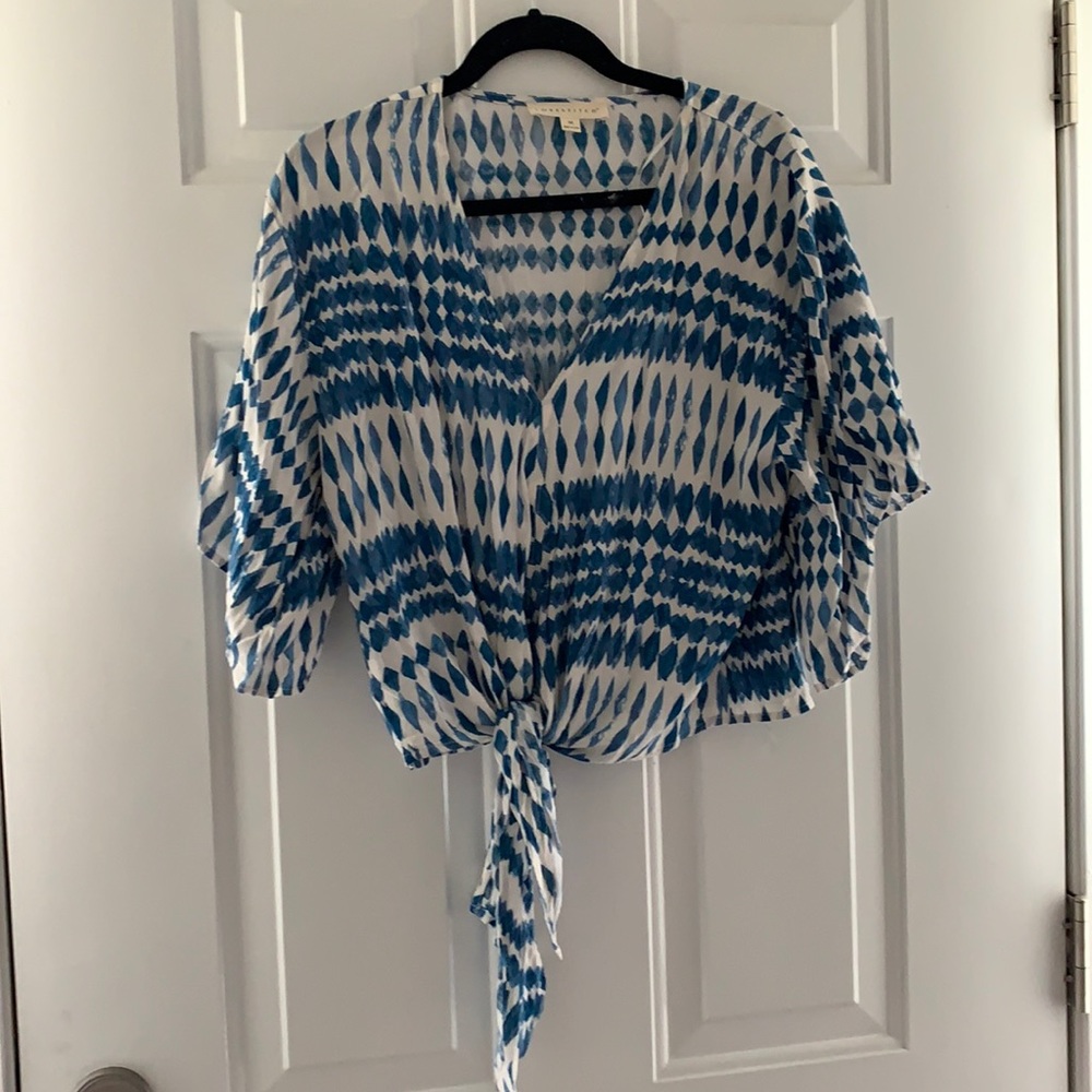 Blue and White Love Stitch Short Sleeve